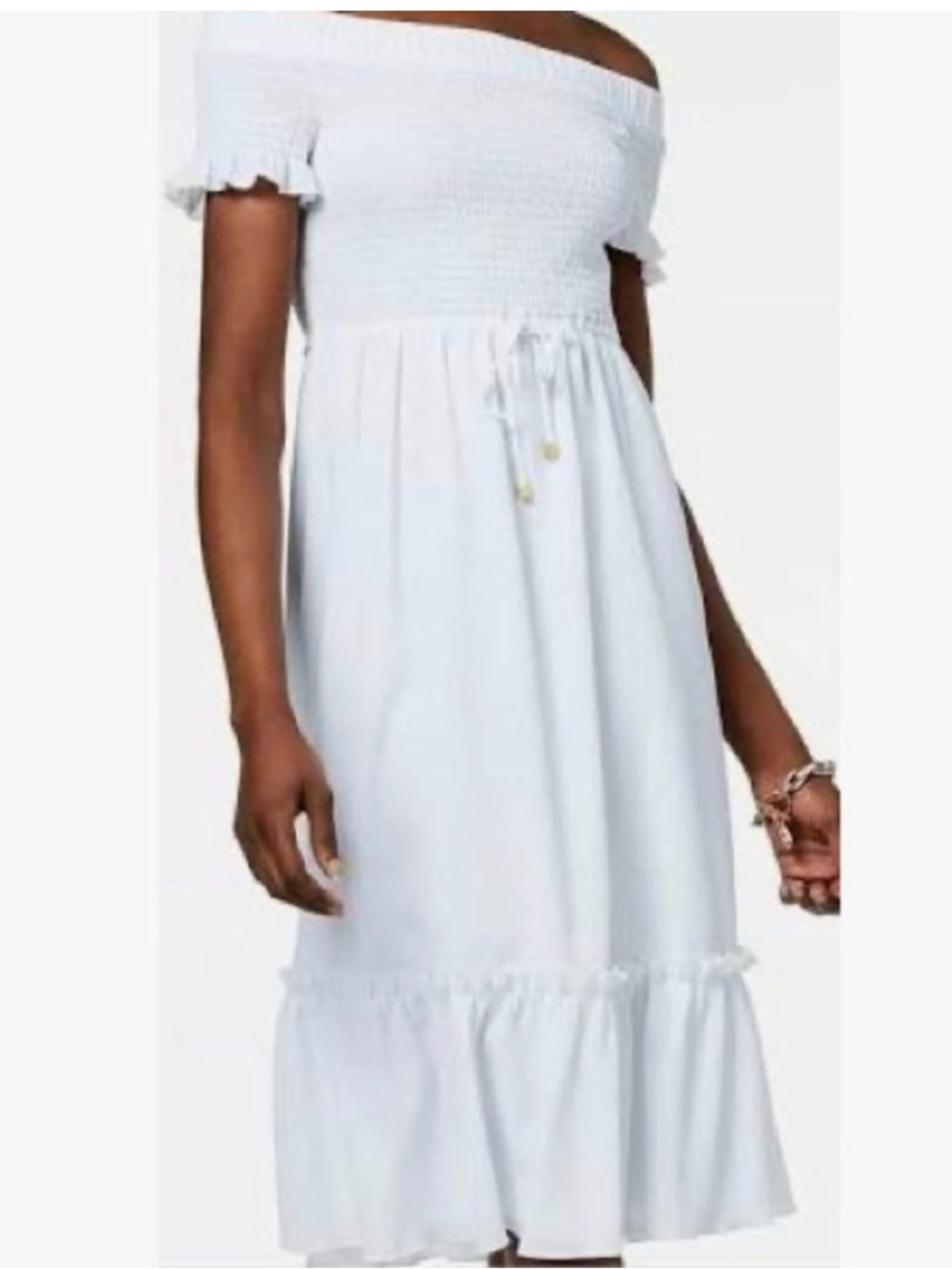 Michael Kors Off-The-Shoulder White Smocked Dress size Medium